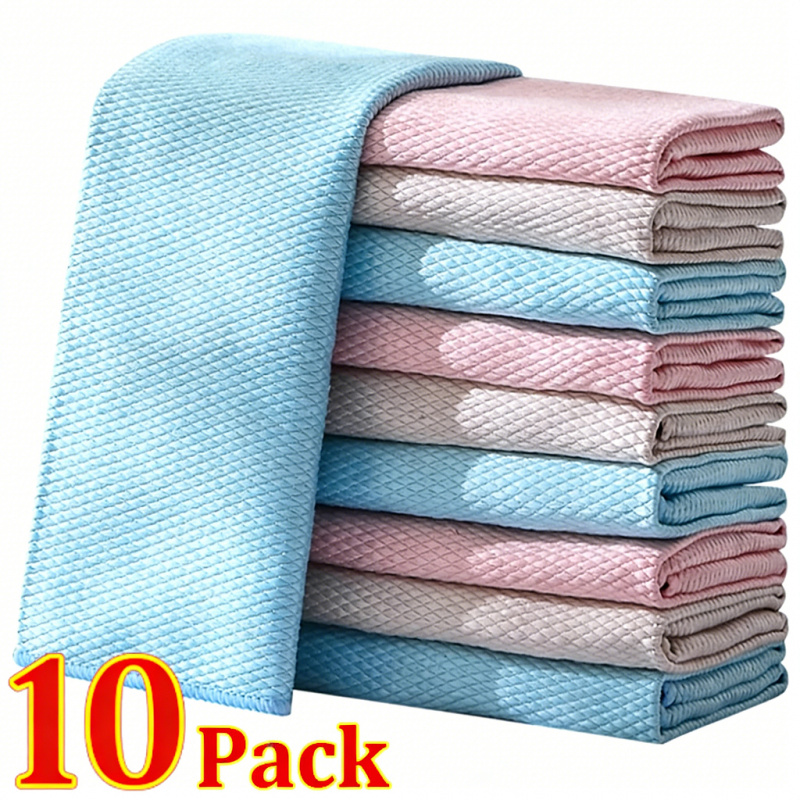Microfiber Towel Detailing - 10pcs Microfiber Fish Scale Dishcloths Kitchen