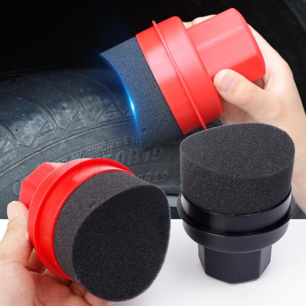 Wax Applicator Pad - Curved Tire Polishing Sponge with Cover