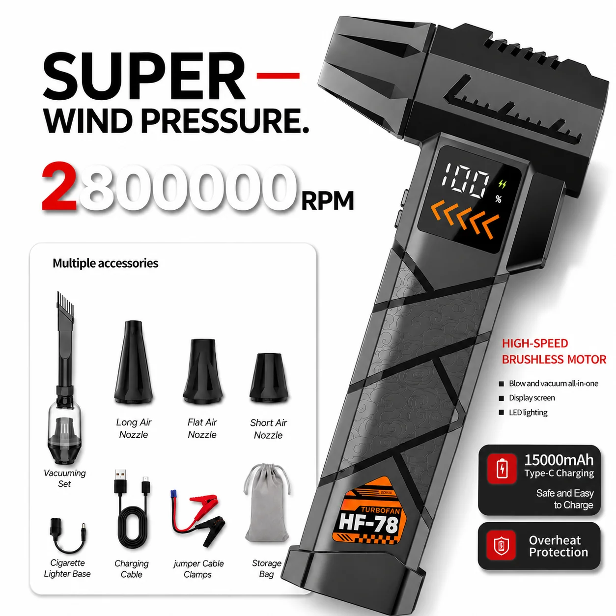 Super Powerful 2800000RPM Elec - Dryer Car Blower ulasan dan harga